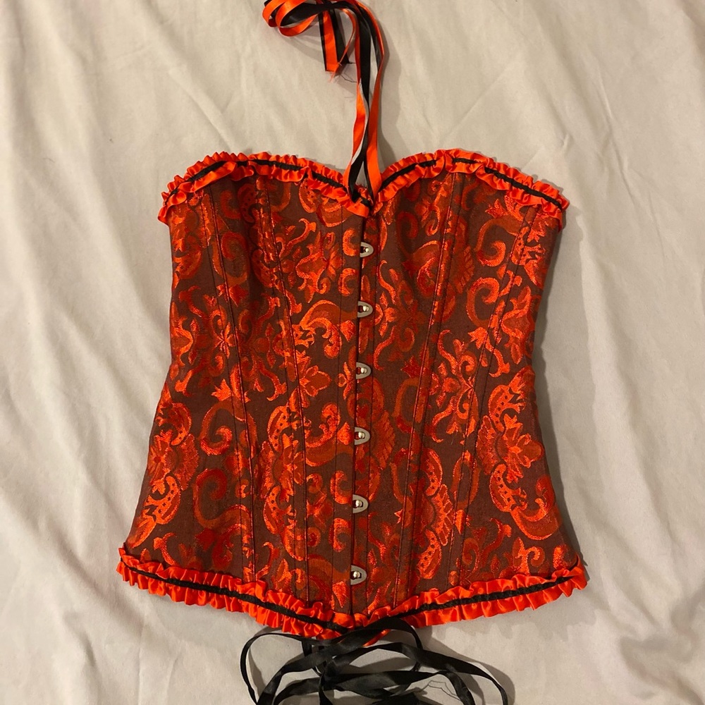 Women's Lace Up Boned Overbust Corset Bustier Lingerie Bodyshaper Top Small